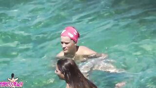 Juicy Nudist Girl Topless showing perfect boobs on nude beach in public 1577