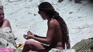 Juicy Nudist Girl Topless showing perfect boobs on nude beach in public 1518