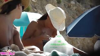 Juicy Nudist Girl Topless showing perfect boobs on nude beach in public 1593