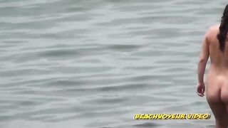 Naturist Babe Nude on Public Beach revealing cunt and tits Voyeurism 442