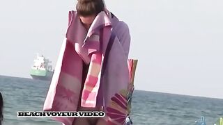 Naturist Babe Nude on Public Beach revealing cunt and tits Voyeurism 424