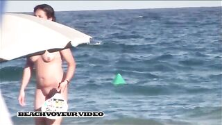 Naturist Babe Nude on Public Beach revealing cunt and tits Voyeurism 427