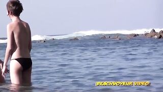 Naturist Babe Nude on Public Beach revealing cunt and tits Voyeurism 458