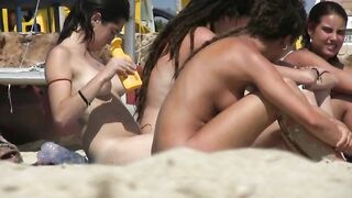 Naturist Babe Nude on Public Beach revealing cunt and tits Voyeurism 682