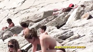 Naturist Babe Nude on Public Beach revealing cunt and tits Voyeurism 529