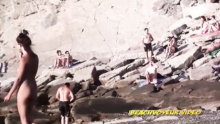 Naturist Babe Nude on Public Beach revealing cunt and tits Voyeurism 438