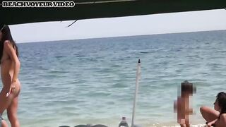 Naturist Babe Nude on Public Beach revealing cunt and tits Voyeurism 652