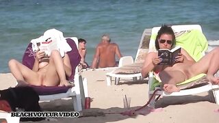 Naturist Babe Nude on Public Beach revealing cunt and tits Voyeurism 619