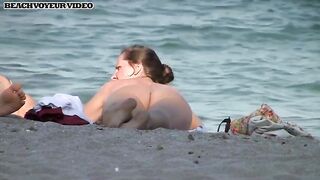 Naturist Babe Nude on Public Beach revealing cunt and tits Voyeurism 597
