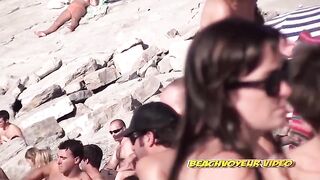 Naturist Babe Nude on Public Beach revealing cunt and tits Voyeurism 455