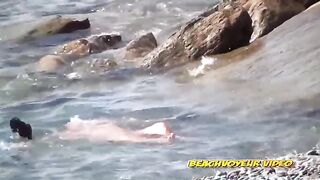 Naturist Babe Nude on Public Beach revealing cunt and tits Voyeurism 450