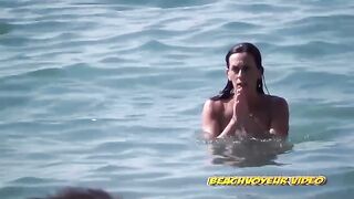 Naturist Babe Nude on Public Beach revealing cunt and tits Voyeurism 450