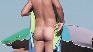 Naturist Babe Nude on Public Beach revealing cunt and tits Voyeurism 489