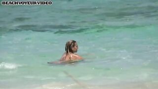 Naturist Babe Nude on Public Beach revealing cunt and tits Voyeurism 645