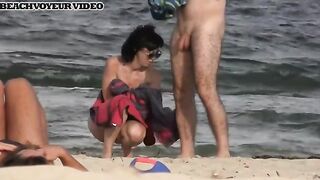 Naturist Babe Nude on Public Beach revealing cunt and tits Voyeurism 542
