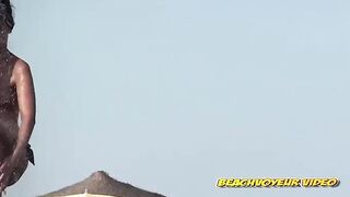 Naturist Babe Nude on Public Beach revealing cunt and tits Voyeurism 507