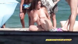 Naturist Babe Nude on Public Beach revealing cunt and tits Voyeurism 483