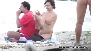 Naturist Babe Nude on Public Beach revealing cunt and tits Voyeurism 631