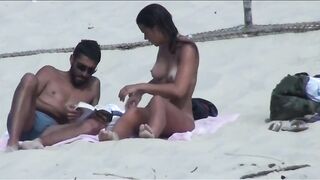 Naturist Babe Nude on Public Beach revealing cunt and tits Voyeurism 435