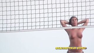 Naturist Babe Nude on Public Beach revealing cunt and tits Voyeurism 524