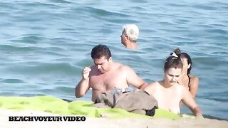 Naturist Babe Nude on Public Beach revealing cunt and tits Voyeurism 762