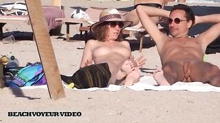 Naturist Babe Nude on Public Beach revealing cunt and tits Voyeurism 735