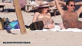 Naturist Babe Nude on Public Beach revealing cunt and tits Voyeurism 735