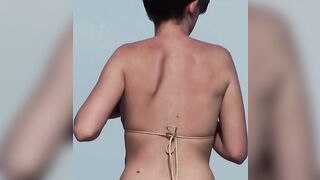 Naturist Babe Nude on Public Beach revealing cunt and tits Voyeurism 694