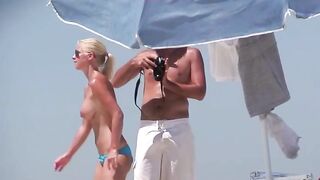 Naturist Babe Nude on Public Beach revealing cunt and tits Voyeurism 697