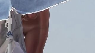 Naturist Babe Nude on Public Beach revealing cunt and tits Voyeurism 697