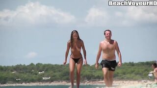 Naturist Babe Nude on Public Beach revealing cunt and tits Voyeurism 760