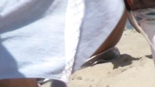 Naturist Babe Nude on Public Beach revealing cunt and tits Voyeurism 1058