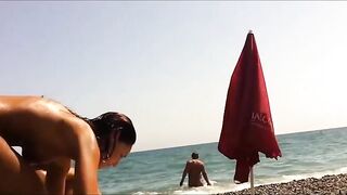 Naturist Babe Nude on Public Beach revealing cunt and tits Voyeurism 1030