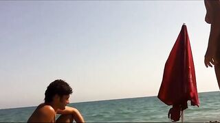 Naturist Babe Nude on Public Beach revealing cunt and tits Voyeurism 1030