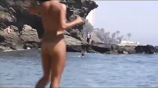 Naturist Babe Nude on Public Beach revealing cunt and tits Voyeurism 933