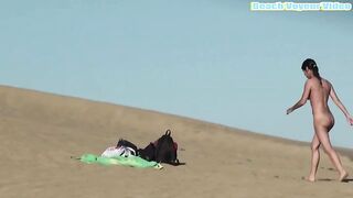 Naturist Babe Nude on Public Beach revealing cunt and tits Voyeurism 836