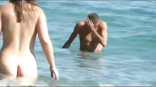 Naturist Babe Nude on Public Beach revealing cunt and tits Voyeurism 931