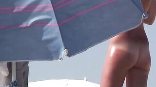 Naturist Babe Nude on Public Beach revealing cunt and tits Voyeurism 876