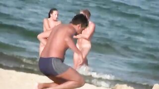 Naturist Babe Nude on Public Beach revealing cunt and tits Voyeurism 1084