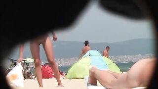 Naturist Babe Nude on Public Beach revealing cunt and tits Voyeurism 1097