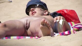 Naturist Babe Nude on Public Beach revealing cunt and tits Voyeurism 1075