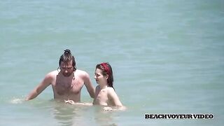 Naturist Babe Nude on Public Beach revealing cunt and tits Voyeurism 906