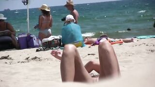 Naturist Babe Nude on Public Beach revealing cunt and tits Voyeurism 1051