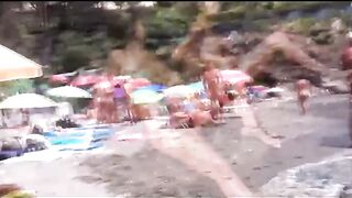Naturist Babe Nude on Public Beach revealing cunt and tits Voyeurism 958