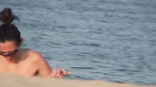 Naturist Babe Nude on Public Beach revealing cunt and tits Voyeurism 1057