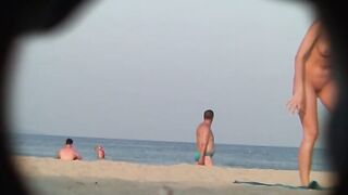 Naturist Babe Nude on Public Beach revealing cunt and tits Voyeurism 1057