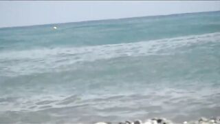 Naturist Babe Nude on Public Beach revealing cunt and tits Voyeurism 973