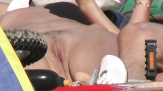 Naturist Babe Nude on Public Beach revealing cunt and tits Voyeurism 1100