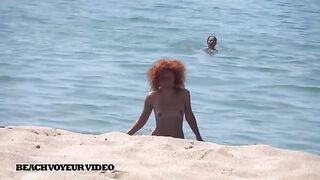 Naturist Babe Nude on Public Beach revealing cunt and tits Voyeurism 865