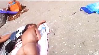 Naturist Babe Nude on Public Beach revealing cunt and tits Voyeurism 951